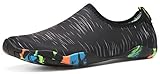 [SIXSPACE] マリンシューズ ウォーターシューズ シュノーケリング アクアシューズ ビーチサンダル 男女兼用 水陸両用 黒 26cm