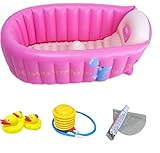 RELIGHT（リライト）ベビーバス 空気入れ 補修シート あひるおもちゃ 4点セット 折りたたみ 赤ちゃん お風呂 幼児用 沐浴【対象年齢:新生児~3歳頃まで】 (ピンク)