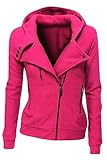 Kisscy Women's Winter Full Zip Up Fleeces Hooded Sweatshirt Hoody Jacket Rose Red XXL [並行輸入品]