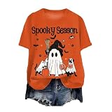 カットソー レディース 半袖 ハロウィン tシャツ ゆったり 丸首 トップス おばけ プリント コウモリ カボチャ 仮装 衣装 可愛い おしゃれ プルオーバー カジュアル おもしろ プレゼン ｔシャツ パンプキン 幽霊 コスチューム コスプレ
