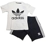 アディダス オリジナルス トレフォイル Tシャツ ショーツ 2点セット ベビー キッズ adidas INFANT SHORT TEE SET ELT75 (100, ホワイトブラックCE1993)