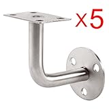 【高齢者や子供に安全・介護を】ステンレス製　　L型受付ブラケット　階段手すり　滑りとめ　ハンドル　階段用手すりパーツセット　5個
