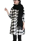 (ネクストハウス) Next house 前開 マタニティ ワンピース チュニック (白 × 黒 チェック)