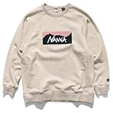 [ナンガ] ECO HYBRID BOX LOGO SWEATSHIRT エコハイブリッドボックスロゴスウェットシャツ トレーナー ユニセックス (L, OATMEAL×PINK)
