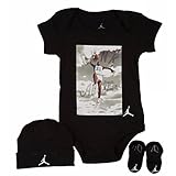 NIKE(ナイキ)エア・ジョーダン 0-6months ブラックDUNK FROM ABOVE半袖ボディスーツ超豪華3点セット (0-6months（身長約60-70cm）) [並行輸入品]