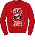 TeeStars アグリークリスマスセーター Santa Clawsのデザイン 幼児/子ども用スエットシャツ US サイズ: 4T カラー: レッド