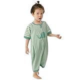 Vine スリーパー パジャマ 寝袋 半袖 ベビー キッズ 100％綿 通気 子供 赤ちゃん ギフト 出産祝い (XL, 鯨柄)