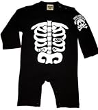 ホネホネ　長袖：ロンパース　クロ 　70ｃｍ　ハロウィン　ホラー