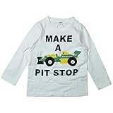《H28年秋冬物》 CHEEK ROOM(チイクルーム) 製品洗い加工済み42/2天竺レーシングカー長袖Tシャツ 90cm/OW NO.B-460267