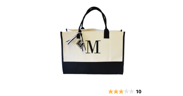 Amazon Mud Pie マッドパイ Initial Canvas Tote イニシャル キャンバストートバッグ M Mud Pie マッドパイ トートバッグ