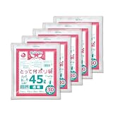 オルディ ごみ袋 取っ手付き 45L 透明 30枚入×5個セット マチ付 プラスプラス PT-N45-30