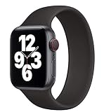 YakTei Apple Watch ソロループバンド series 6/5/4/3/2/1/SE対応 38mm 40mm 42mm 44mm (42/44mm M, ブラック)