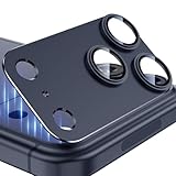 Esanik 【2枚セット】 iPhone 17 Pro Max用 カメラフィルム アルミ合金製 カメラ保護 レンズカバー レンズ保護 強化ガラス 耐衝撃 擦り傷防止 3レンズ保護 露出オーバー防止 レンズ保護フィルム アイフォン17プロマックス対応 ディープブルー