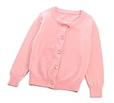 Candyjkids キッズ 子供服 女の子 女児 ガールズ 長袖 ニット セーター かわいい おしゃれ着 お出かけ ニット コート ジャケット カーディガン 長袖 女の子 子供服 (150cm, ピ