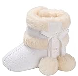 EOZY 赤ちゃん 靴 冬 裏起毛 暖かい ファーストシューズ ベビーブーツ ルームシューズ 女の子 可愛い 毛だま付き 出産祝い 誕生日プレゼント 12CM ホワイト