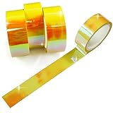 オーロラテープ【イエロー】粘着あり OPPテープ ホログラム デコレーション ラッピング用に【約15mm×5m】4巻 きらきらぷんぷん丸 HG-016