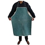 溶接用 エプロン 牛革防炎 溶接 防護服 やけど 対策 耐熱 大判タイプ (水色)