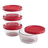 Pyrex 7カップラウンドディッシュレッド蓋、単に保存2lb 0.5 Oz ,ガラス( 1075429 ) Pack of 4 レッド COMINHKR090077