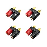 Voluty Tek スピーカー端子コネクタ 2ウェイ 4mm バナナプラグジャック メスソケット端子 スピーカーバインディングポスト オーディオアダプター 金メッキ 4個セット