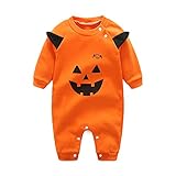 赤ちゃん服　ベビー　新生児　カバーオール　カボチャ　純綿　可愛い　長袖　柔らかい　ロンパース　連体服　ハロウィン　夏秋 (M)