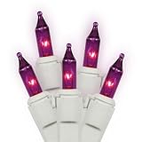 Vickerman 100 Lights Purple White Wire End Connecting Lock Set with 4-Inch Spacing and 33-Feet Lengt