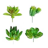 WINOMO 人工観葉植物 多肉植物 ガーデン装飾 4種類セット（シュルンベルムガ・ブリッジス、リトル・ポインティッド・ロータス、ストーン・ロータス、サボテン）