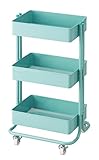 パール金属 3段 収納 棚 ローリング カート トローリー ライトグリーン N-8366