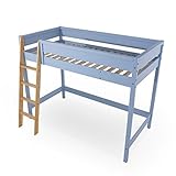 LOWYA （ロウヤ） ロフトベッド ベッドフレーム すのこベッド はしご パステルカラー シングルサイズ 天然木 子供部屋 一人暮らし ブルー/ナチュラル