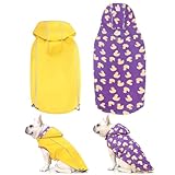 BINGPET 犬 レインコート カッパ 雨具 服 防水 防風 防雪 帽子付き 夜間 反射性 犬服 調節可能 ペット服 犬の服 リードホール マジックテープ チェック柄 専門素材 防水性がばっちり 梅雨対策 通気性 汚れ防止 着脱簡単 散歩 柴犬 小型犬 中型犬 大型犬 （イエロー、M）