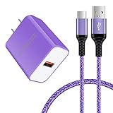 急速充電器 type-c Android充電器 qc3.0充電器 18W/3A スマホ充電器 Type-C 急速充電 USB-Cケーブル 1.83m/1本 QC3.0アダプター アンドロイド充電器 タイプCコード 携帯急速充電器 Galaxy急速充電器 USB充電器 type c acアダプター タイプC電源コード USBコンセント 急速充電 USB電源アダプタ(パープル)