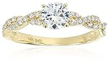 14k Yellow Gold Cubic Zirconia Round Brilliant Infinity Engagement Ring Size 5.5 [並行輸入品]