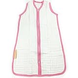 Bambino Landスリープガウン3-layersのMuslin – ホワイトwithピンクトリム