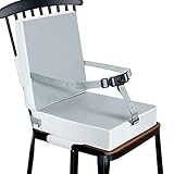 Taeku 高さ調節お子様用クッション, こどもお食事座布団 ダイニング チェア クッション ポータブル 取り外し可能 ハイチェア ブースター キッズ用 ウォッシャブル い チェア シート パッド マット 布 ストラップ (背もたれ付きグレー)