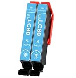 互換インクカートリッジ IC80L ICLC80L ライトシアン 2本セット IC6CL80L とうもろこしインク 対応機種:EP-707A EP-708A EP-777A EP-807AR EP-808AB EP-907F EP-977A3 EP-978A3 EP-979A3 EP-982A3 大容量 残量表示