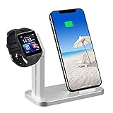 ワイヤレススタンドとApple Watchスタンドに適用し、iPhone 8/8 Plus/Galaxy S9/S9 Pluste 8用、ベストホリデーギフト-シルバー