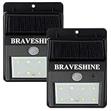 【二個セット】BRAVESHINE 8LED ソーラーライト 屋外 明るい おしゃれ センサーライト ライト ソーラー 人感センサー led 防犯ライト 屋外照明/軒先/壁掛け/庭先/玄関 夜間自動点