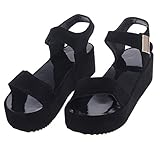 nnda Co 2017新しい夏高ヒール付きサンダルマフィン厚いウェッジFlatform靴女性、マジックテープ、1セット 35 ブラック NNDA CO