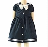 Candykids　供服 ワンピース ミニドレス ブラウス 女の子　　可愛い 着心地 良い リボン 付き ワンピース (100cm)