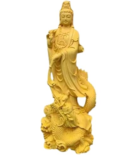 観音菩薩像　木製仏像彫刻 Amazon｜木彫り観世音菩薩 観音像彫刻 19cm 観音仏像 仏壇 観音様