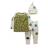 Tovadoo 子供服 ベビー服 男女共用 トップス+ズボン+ハット セットアップ 長袖 秋冬 十字柄 ドット柄 部屋着 保育園 旅行