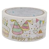 padou 【d-tape】 パッキングテープ (バースデーパーティー) OPP製 パッキング用 セロテープ デザイン デコレーション シールテープ (幅4.8cm×長さ25m)