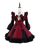 [YZZYQQ] レディース コスプレ 衣装 メイド メイド服 コスプレ 可愛い 清楚 メイド服萌え 6点セット ゴスロリ ワンピース 小悪魔 メイド服 ブラック XL