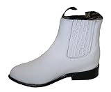 Kid 's GenuineレザーCowboy Around Toe Western Boots カラー: ホワイト