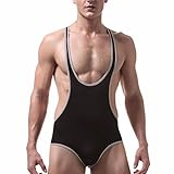 下着 BOBOGOJP 米国風 ハーネス風 メンズボディースーツ ボラット 連体服 勝負下着 カバーオール 男性 透け 過激下着 SM 自宅ウエア 開放感 ビキニショーツ レスリング服 (ブラック, 