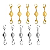 YANYULI ネックレス 留め具 マグネットクラスプ 10個セット 接続金具 延長用金具 延長調整 アクセサリーパーツ エンドパーツ ネックレス ブレスレット ジュエリー用 ハンドメイド クラフト用品 DIY 手作り素材 (金色5+シルバー5)
