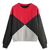 Aliciga 人気 丸い襟 パーカー スエード レディース 無地 スプライス 配色Ｔシャツ ゆったり 春 秋 冬 長袖 トップス おしゃれ カジュアル ファッション 普段着 部屋着 パーティー かわ