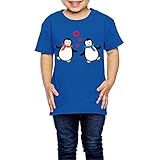 Ariesシャツ 2歳～６歳子どもＴシャツペンギン夫婦 カップル キッズ服 ブルー 3 Toddler