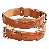 Beanspet 犬用首輪 本革 キルティング加工 小型犬 中型犬 大型犬対応 おしゃれカラー 丈夫なダブルステッチ スエード裏地 XS〜XLサイズ対応 レザーカラー (キャメルブラウン, S)
