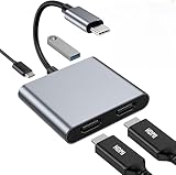Conkoo USB Type-C HDMI 変換アダプター デュアル マルチディスプレイアダプタ 3画面 4-in-1 【4K対応2つのHDMI+USB3.0+USB-C PD充電】 USBディスプレイアダプタ ドッキングステーション MacBook/iPad Pro/Galaxy Tab/他のタイプC デバイス対応 (10)