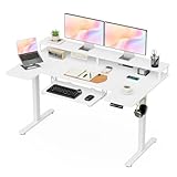 Alebert｢アレベルト｣ 電動式 昇降デスク 昇降式デスク 幅140*奥行80cm スタンディングデスク 【キーボードトレイ・モニター台・多連コンセント付き】 USB/Type-C充電可能 高さメモリー機能 障害検知 静音 ゲーミングデスク パソコンデスク 昇降式テーブ ル 在宅ワーク オフィスワークテーブル 作業机 (ホワイト, 天板幅140*80cm)